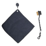 Oneside 25cm Golf Towel + Brush — Double-Sided Microfibre